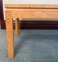 Fine Arts Furniture Co. Coffee Table, Rectangular, Burled Wood, Cane, Glass Top, Sku 034071
