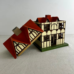 Toy Nesting Houses, Three, Hand Painted in Tudor Style