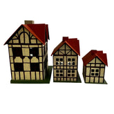 Toy Nesting Houses, Three, Hand Painted in Tudor Style