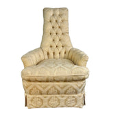 Arm Chair, Tufted, Narrow Back, Ivory Upholstery