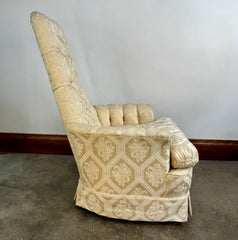 Arm Chair, Tufted, Narrow Back, Ivory Upholstery
