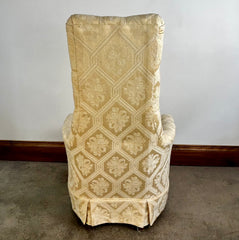 Arm Chair, Tufted, Narrow Back, Ivory Upholstery