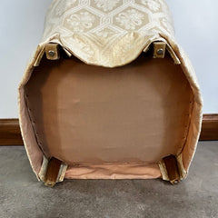 Arm Chair, Tufted, Narrow Back, Ivory Upholstery