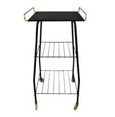 Metal TV Stand with Two Shelves on Casters