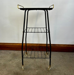 Metal TV Stand with Two Shelves on Casters