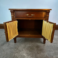 Davis Cabinet Co. Nightstand, Cherrywood, Metal Grilled Doors with Fabric, 1 Drawer