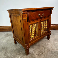 Davis Cabinet Co. Nightstand, Cherrywood, Metal Grilled Doors with Fabric, 1 Drawer