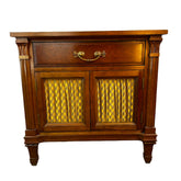 Davis Cabinet Co. Nightstand, Cherrywood, Metal Grilled Doors with Fabric, 1 Drawer