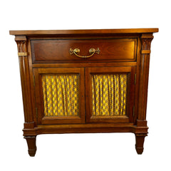 Davis Cabinet Co. Nightstand, Cherrywood, Metal Grilled Doors with Fabric, 1 Drawer