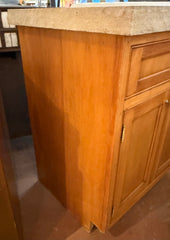 Vanity, Kohler Sink, Brushed Nickel Faucet, Concrete Top, Chiseled Edge, Blonde Wood Cabinet, Sku: 034111