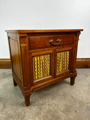 Davis Cabinet Co. Nightstand, Cherrywood, Metal Grilled Doors with Fabric, 1 Drawer