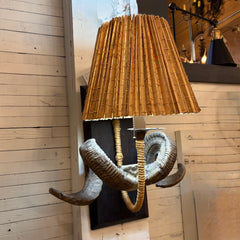 Faux Ram's Horn Wall Sconce, Bamboo Shade, Sku: 034114