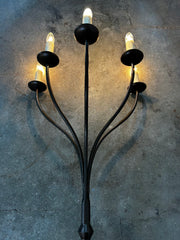 International Ironware Tall Wall Mounted Lights, Five Candlelights