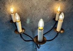 International Ironware Tall Wall Mounted Lights, Five Candlelights