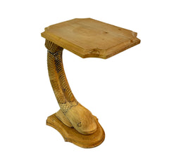 Raw Wood Dolphin Table, Pedestal Table