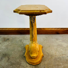 Raw Wood Dolphin Table, Pedestal Table