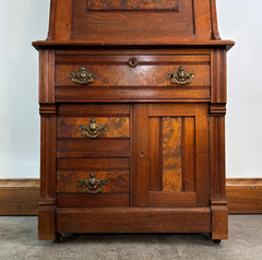 Antique Secretary Walnut Victorian Desk, 1880's Pediment Rail