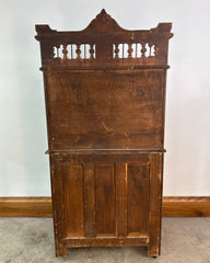 Antique Secretary Walnut Victorian Desk, 1880's Pediment Rail