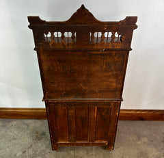 Antique Secretary Walnut Victorian Desk, 1880's Pediment Rail