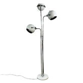 Robert Sonneman Tri arm Floor Lamp Metal Orb White Enamel & Chrome 1970's Oscillating