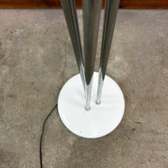Robert Sonneman Tri arm Floor Lamp Metal Orb White Enamel & Chrome 1970's Oscillating