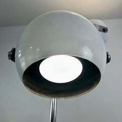 Robert Sonneman Tri arm Floor Lamp Metal Orb White Enamel & Chrome 1970's Oscillating