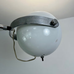 Robert Sonneman Tri arm Floor Lamp Metal Orb White Enamel & Chrome 1970's Oscillating