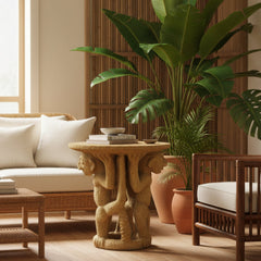 Costa Rican Stone Ceremonial Table, Tribal Motif Base, Sku: 032465