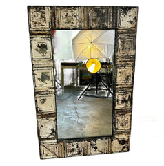 "Olde Good Things" Vintage Ivory Rustic Tin Framed Mirror