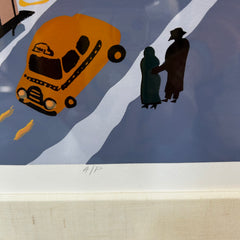 Judith Welk Artwork, Limited Print, "Winter Walk Orpheum Omaha" Framed, Signed