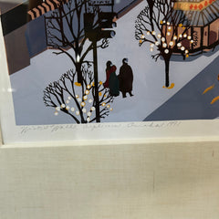 Judith Welk Artwork, Limited Print, "Winter Walk Orpheum Omaha" Framed, Signed