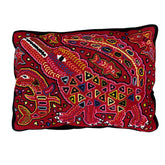 Needlepoint Alligator Pillow, Red with Velvet Back