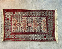 "Shirvan" Rug, Throw, Geometric Design, Rectangle, Middle Eastern, Wool, Red