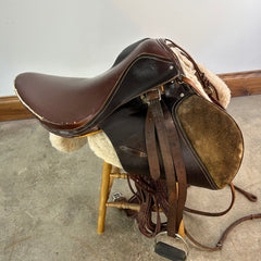 English Riding Saddle with Shearling Pad, Stirrups