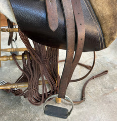 English Riding Saddle with Shearling Pad, Stirrups