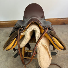 English Riding Saddle with Shearling Pad, Stirrups