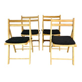 Apple Brand Folding Chairs, Set of Four with Cushions