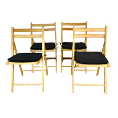 Apple Brand Folding Chairs, Set of Four with Cushions