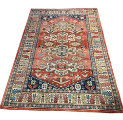 Area Rug, Wool, Rectangle, Peach, Blue, Cream