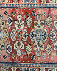 Area Rug, Wool, Rectangle, Peach, Blue, Cream