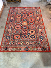 Area Rug, Wool, Rectangle, Rose, Peach, Blues, Cream