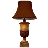 Garcia Imports Table Lamp, Urn Shape, Beige, Burgundy, Brown with Shade