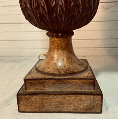 Garcia Imports Table Lamp, Urn Shape, Beige, Burgundy, Brown with Shade