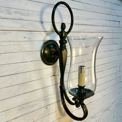 Visual Comfort (BZ) Wall Sconce, Verdigris Finish, Hurricane Shade, sku: 032527