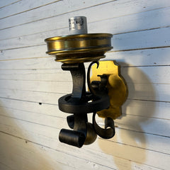 Visual Comfort (BZ) Iron & Brass Wall Sconce Light, Frosted Cylinder Shade