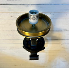 Visual Comfort (BZ) Iron & Brass Wall Sconce Light, Frosted Cylinder Shade