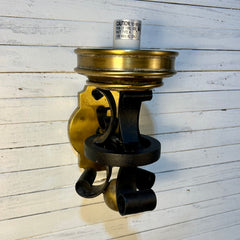 Visual Comfort (BZ) Iron & Brass Wall Sconce Light, Frosted Cylinder Shade