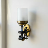 Visual Comfort (BZ) Iron & Brass Wall Sconce Light, Frosted Cylinder Shade, Sku: 032528