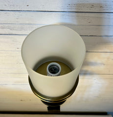 Visual Comfort (BZ) Iron & Brass Wall Sconce Light, Frosted Cylinder Shade