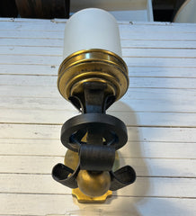 Visual Comfort (BZ) Iron & Brass Wall Sconce Light, Frosted Cylinder Shade